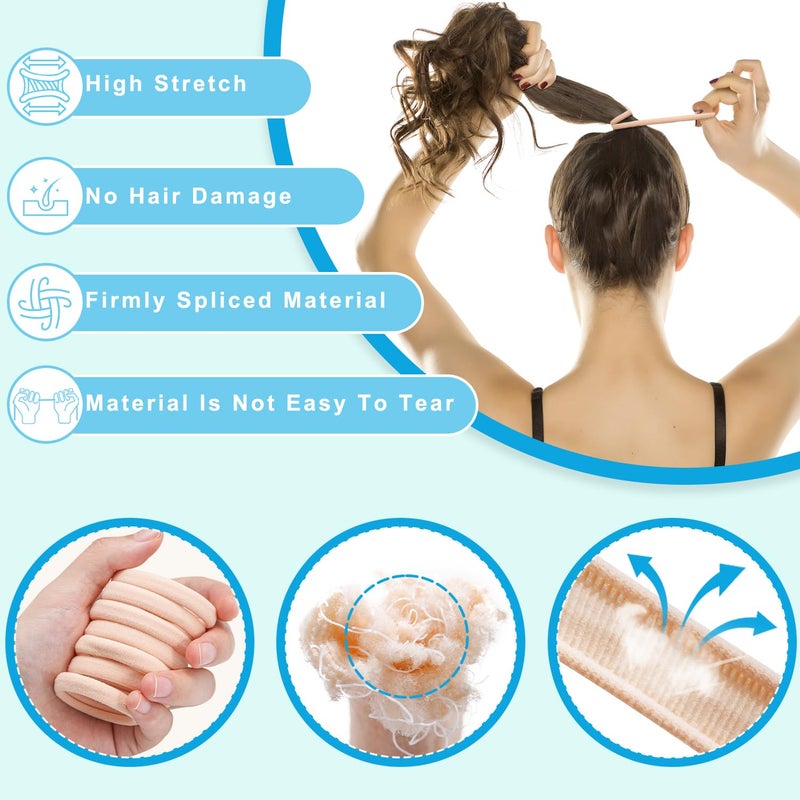 IKOCO 150PCS Blonde Seamless Hair Ties, Hair Ties No Damage, Cotton Seamless Ponytail Holders - Image 4